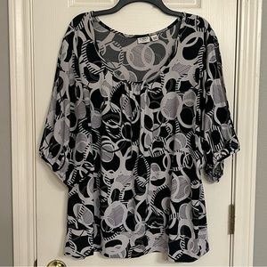 Cato Women’s Blouse- Size 18-20; Black & White swirl print